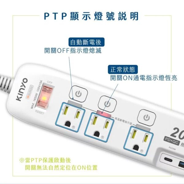 kinyo pd qc 快充 內建 延長線 gipd-343 USB type c1